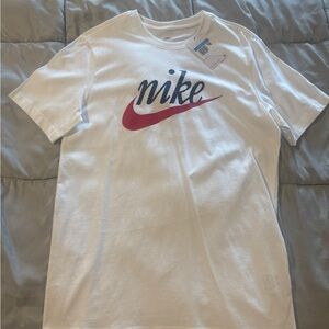 Nike White and Red Logo T-Shirt